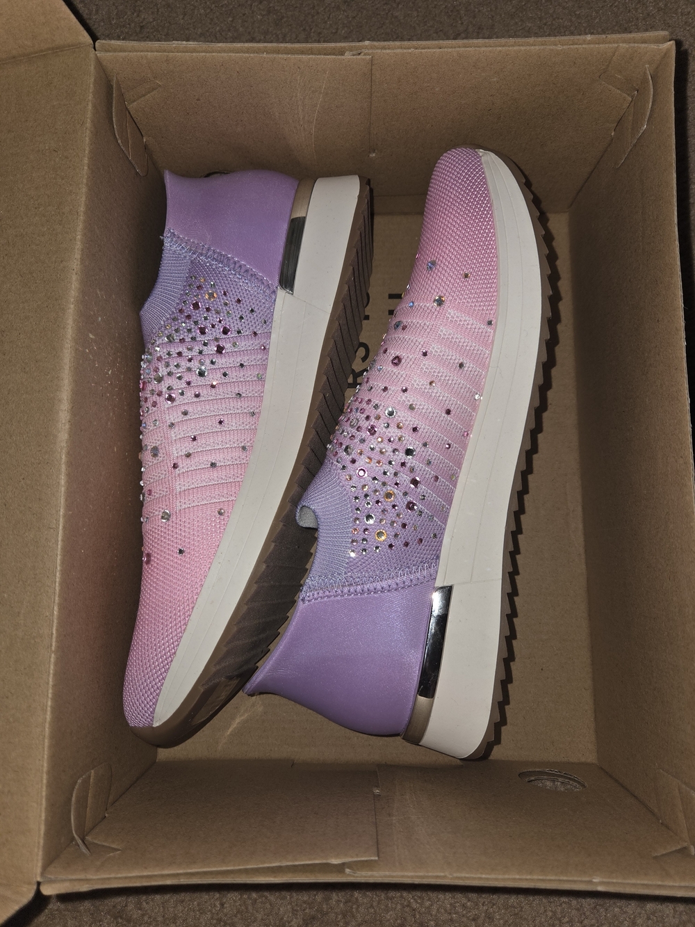 Kenneth Cole Women’s Pink Lavender Rhinestone Slip-On Sneakers